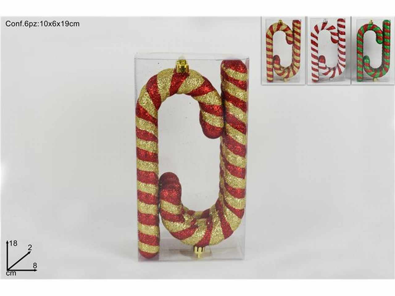 Appendini bastoncini glitterati 18x2x8cm set 6 pezzi rosso