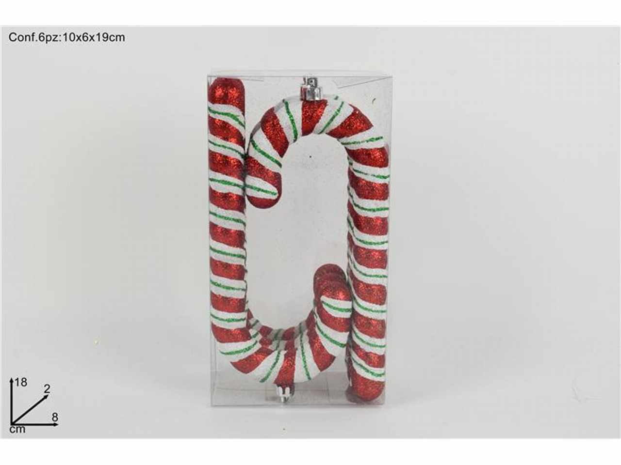 Appendini bastoncini glitterati 18x2x8cm 6pz rosso bianco verde