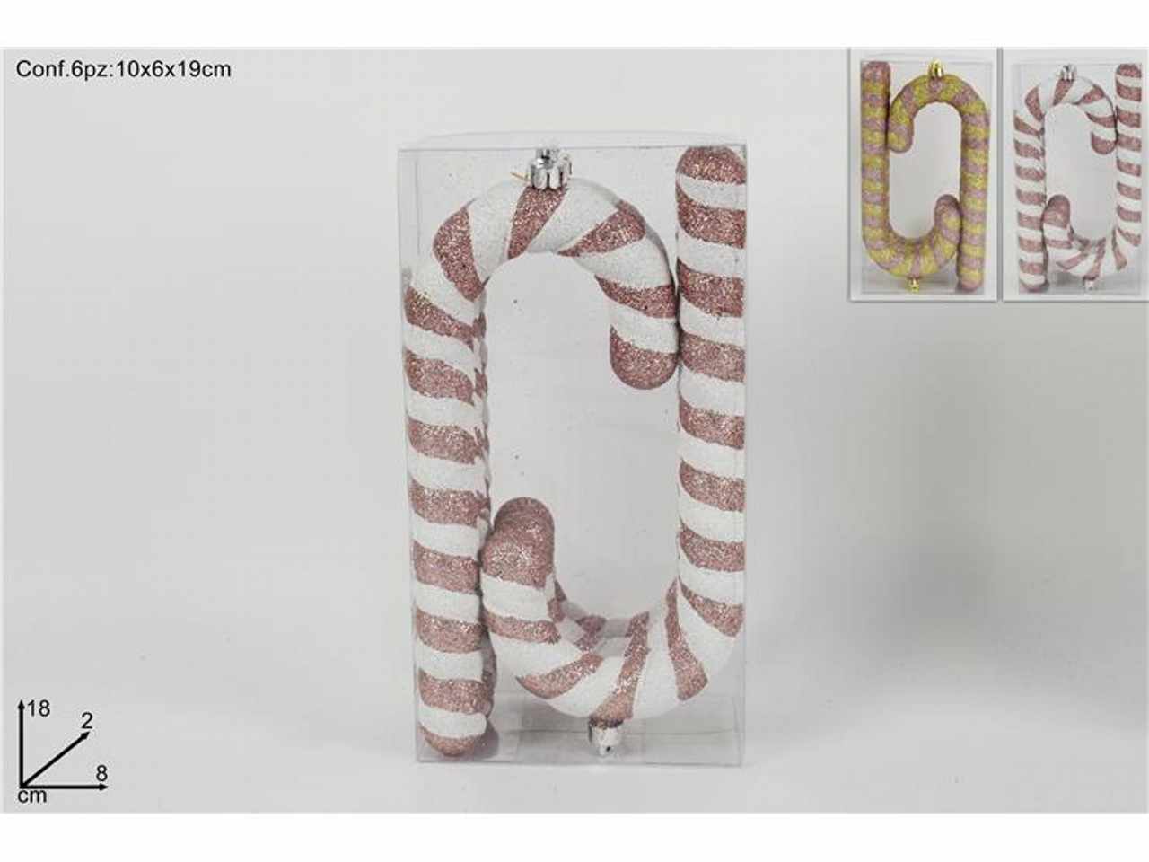 Appendini bastoncini glitterati 18x2x8cm set 6pz rosa
