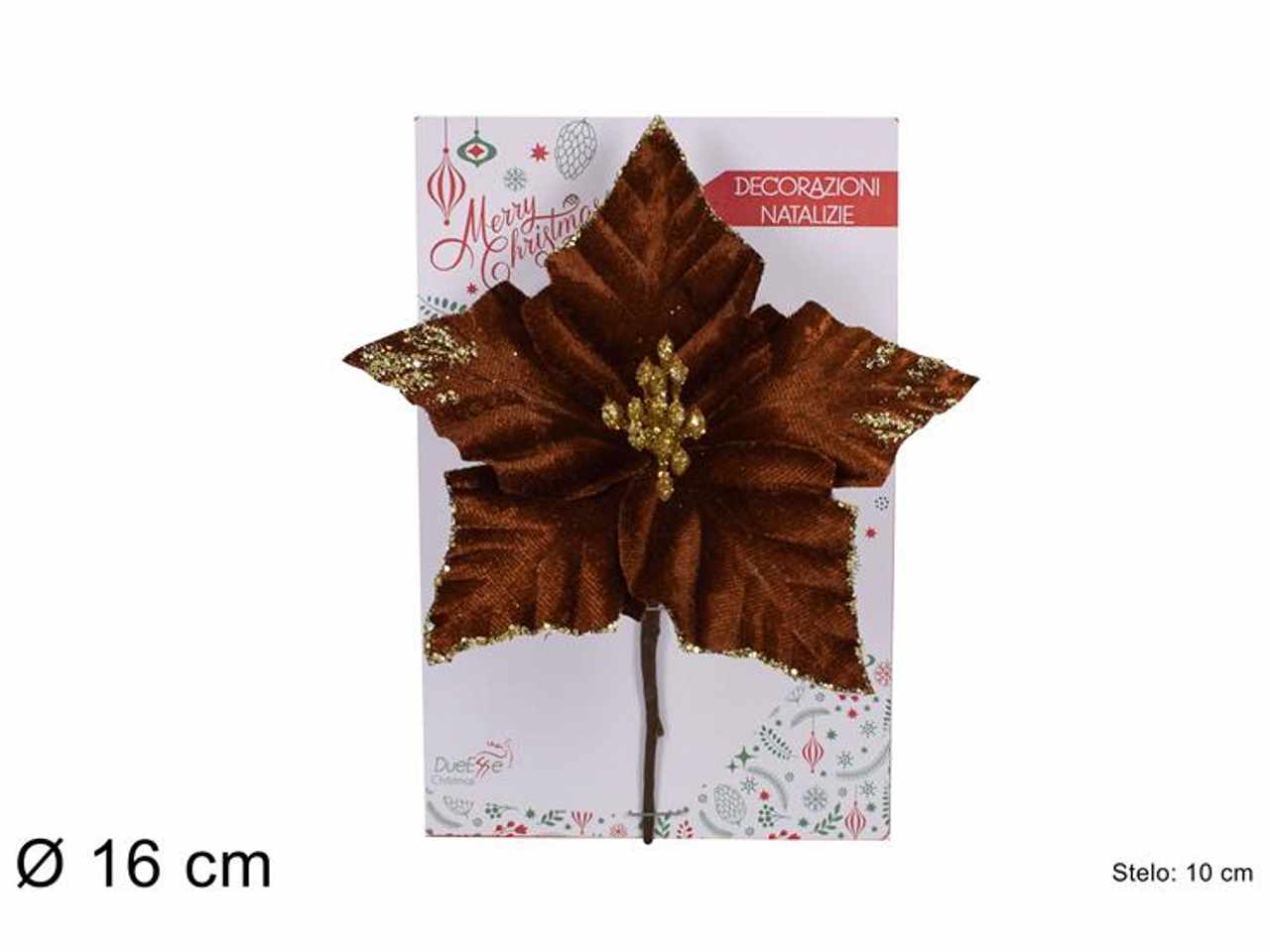 Spillone fiore natalizio 16cm marrone