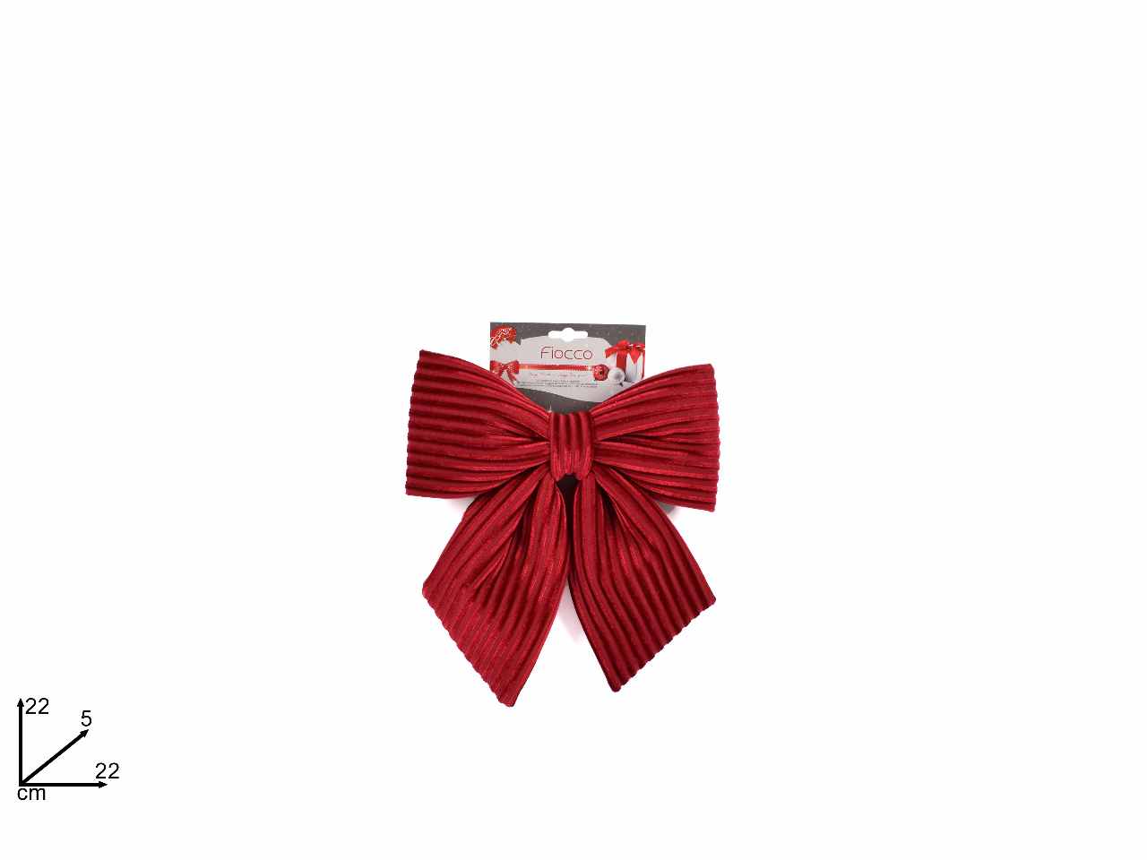 Fiocco 22cm velluto a righe rosso