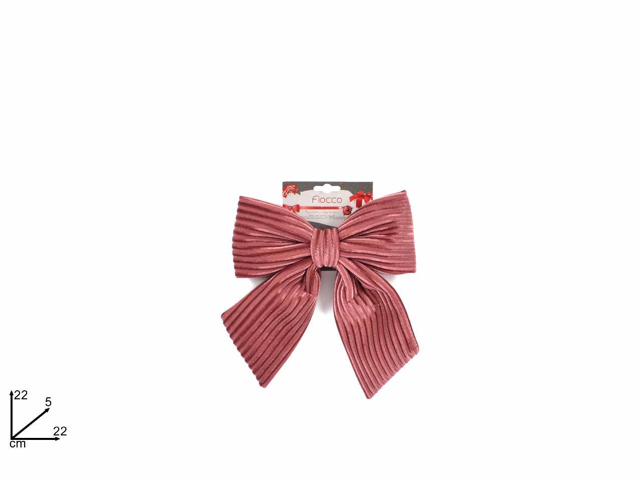 Fiocco 22cm velluto a righe rosa