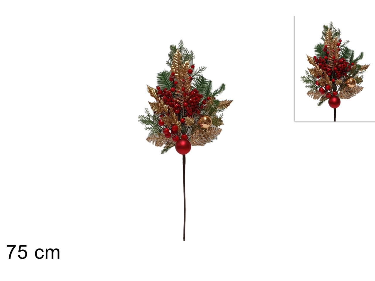 Ramo 75cm con bacche e palline