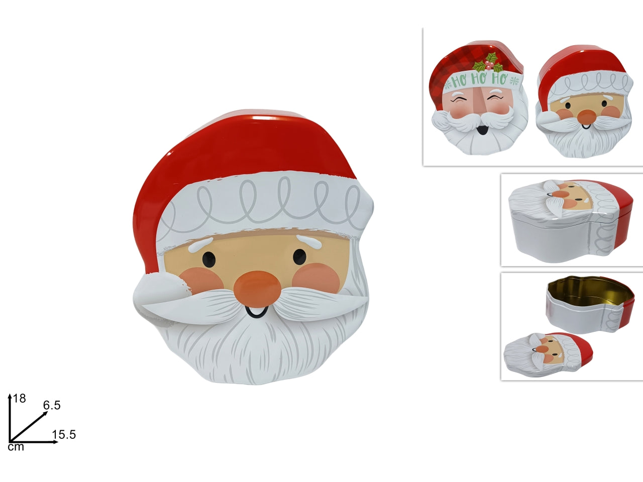 Barattolo babbo natale in latta in 2 assortimenti