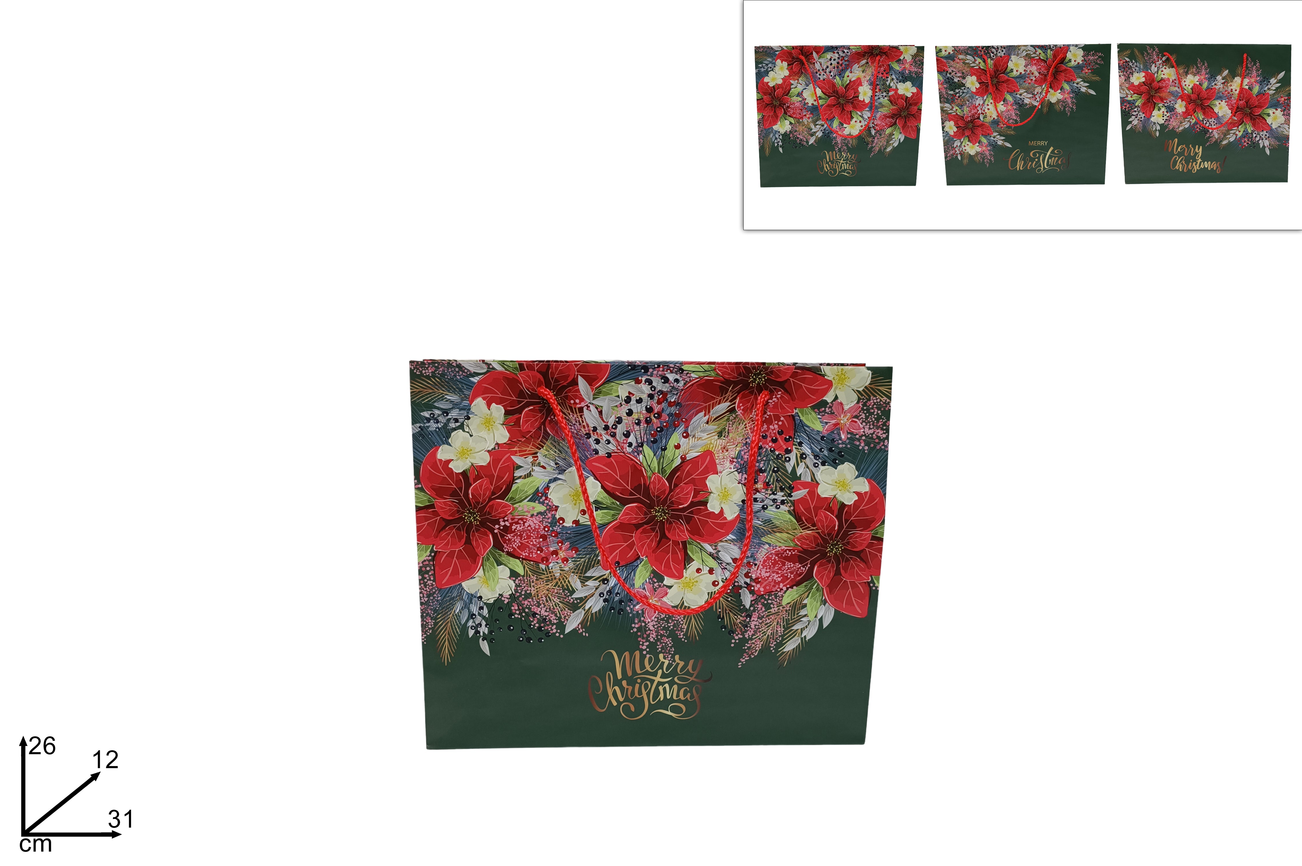 Busta regalo fantasia stella di natale misura 31x26x12cm assortita