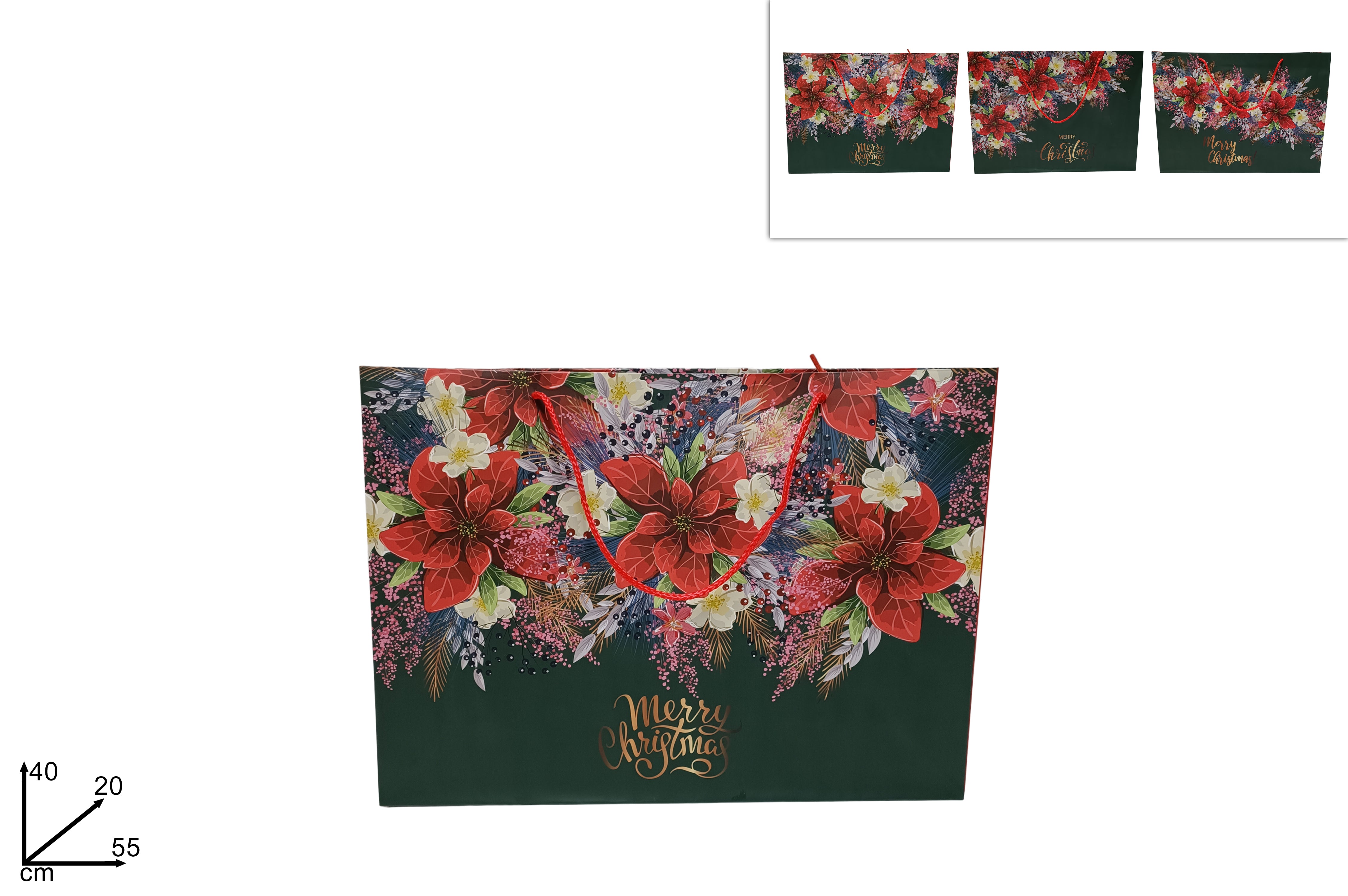 Busta regalo fantasia stella di natale misura 55x40x20cm assortita