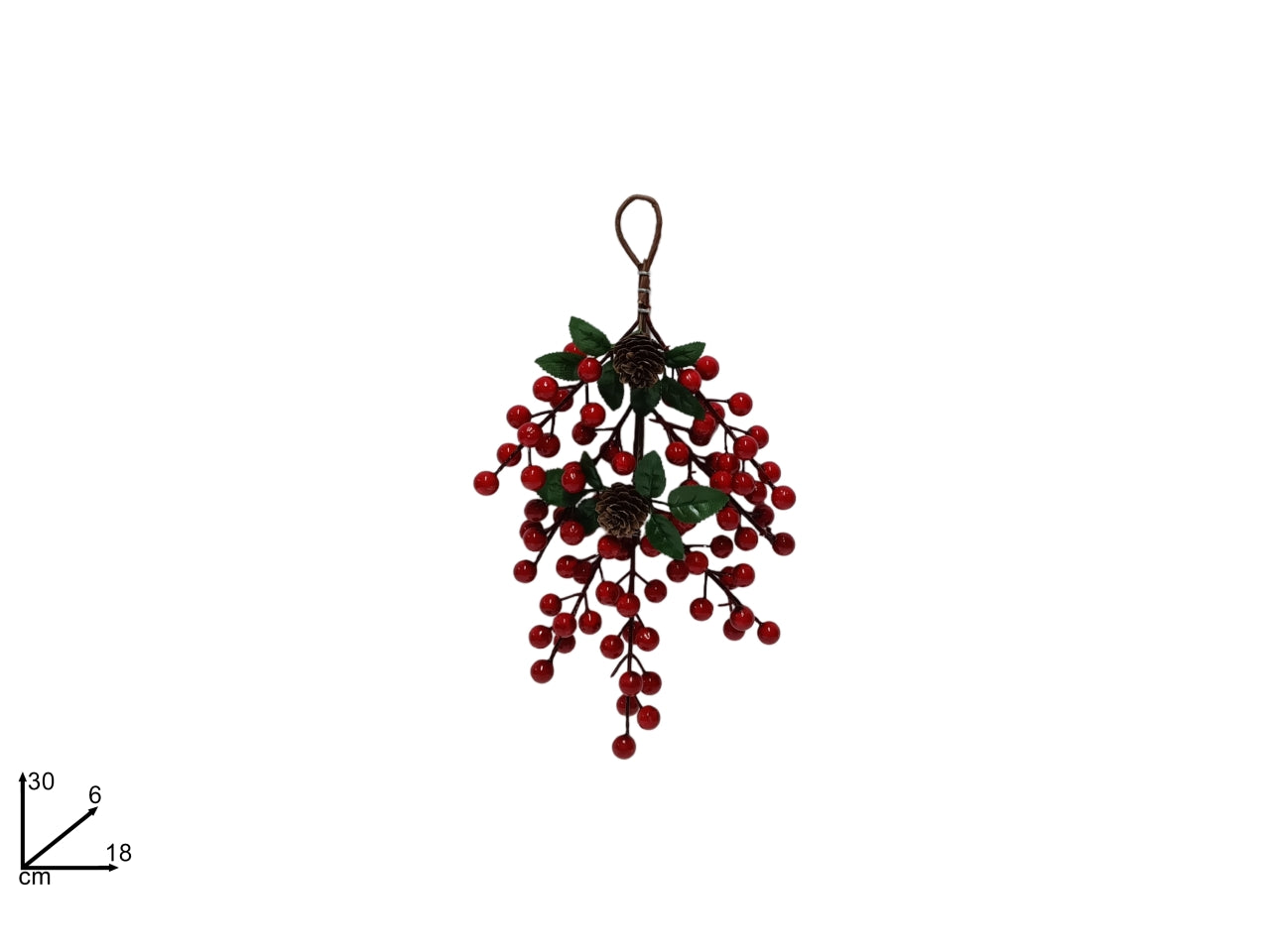 Rametto appendino con bacche e pigne 30 cm