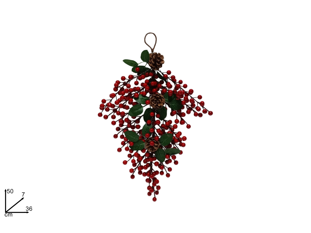 Dietroporta lungo con bacche e pigne 50 cm
