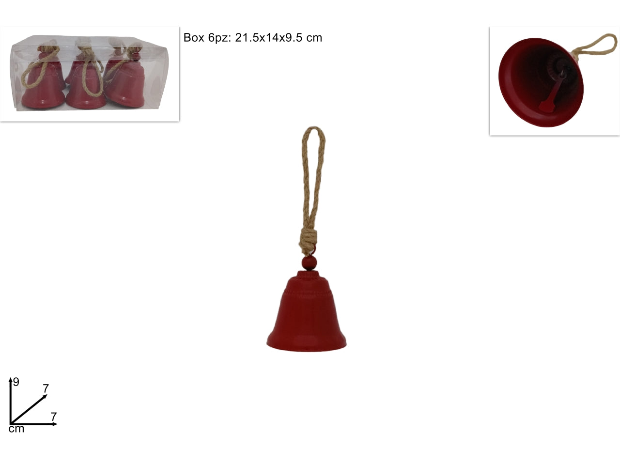 Pendente campana in metallo rossa