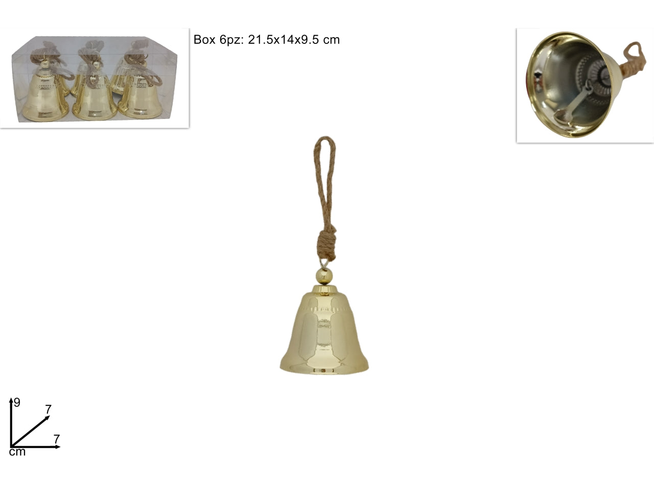 Pendente campana in metallo oro