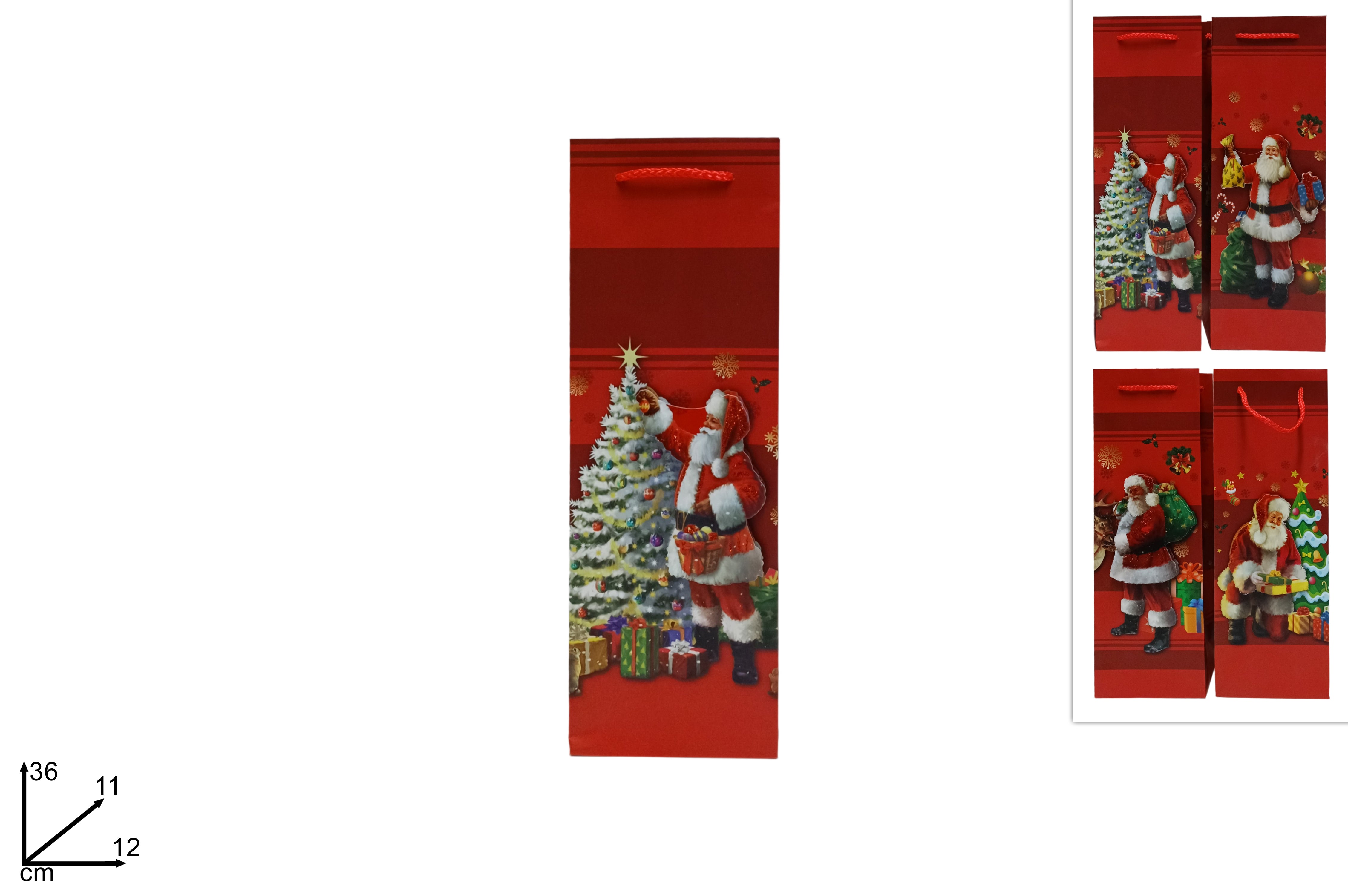 Busta regalo fantasia babbo natale 3d in 4 assortimenti misura 36x12x11cm