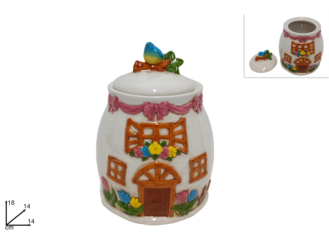 Barattolo ceramica decorato misura 18cm