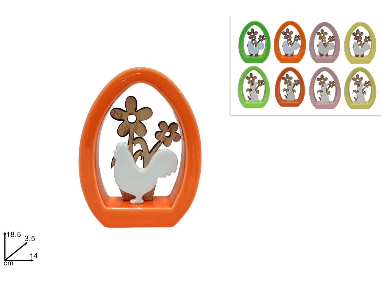 Uovo ceramica con soggetti pasquali 18,5x3,5x14cm