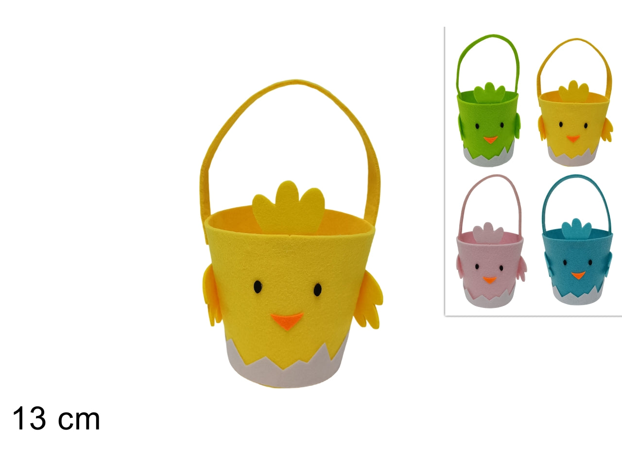 Cestino di feltro 13cm pulcino -disponibile in 4 colori