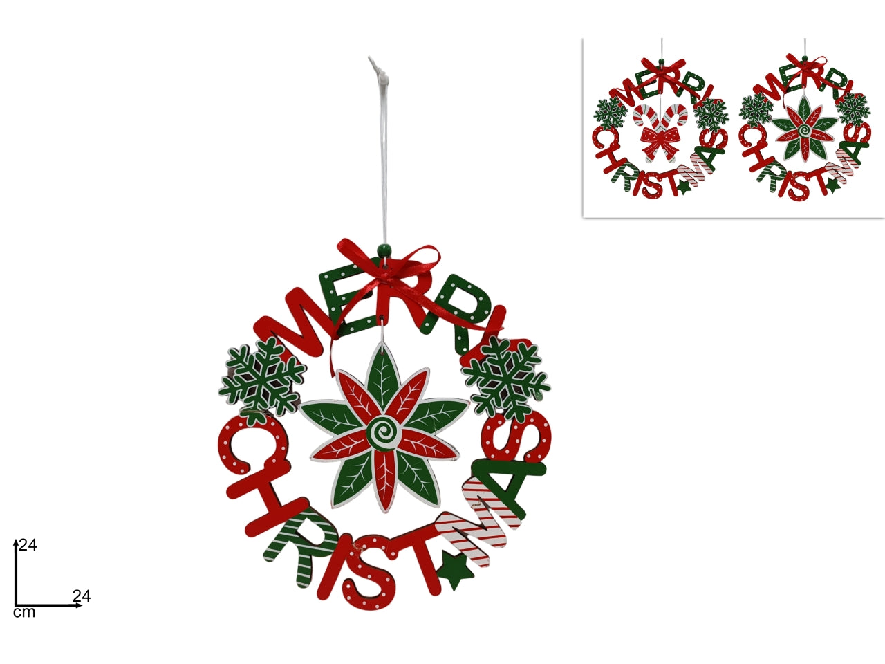 Pendente ghirlanda in legno merry christmas in 2 assortimenti