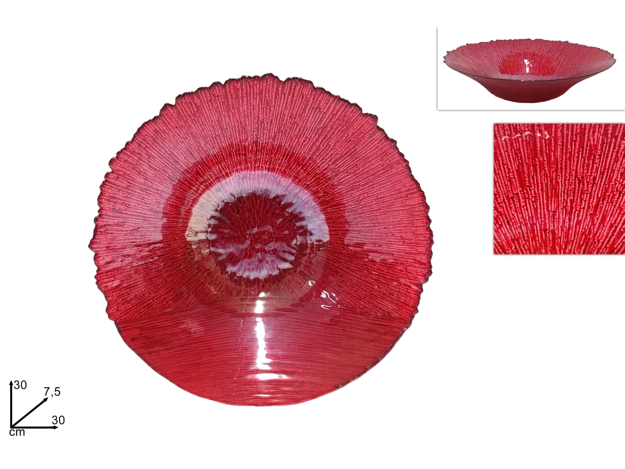 Centrotavola in vetro 30cm rosso