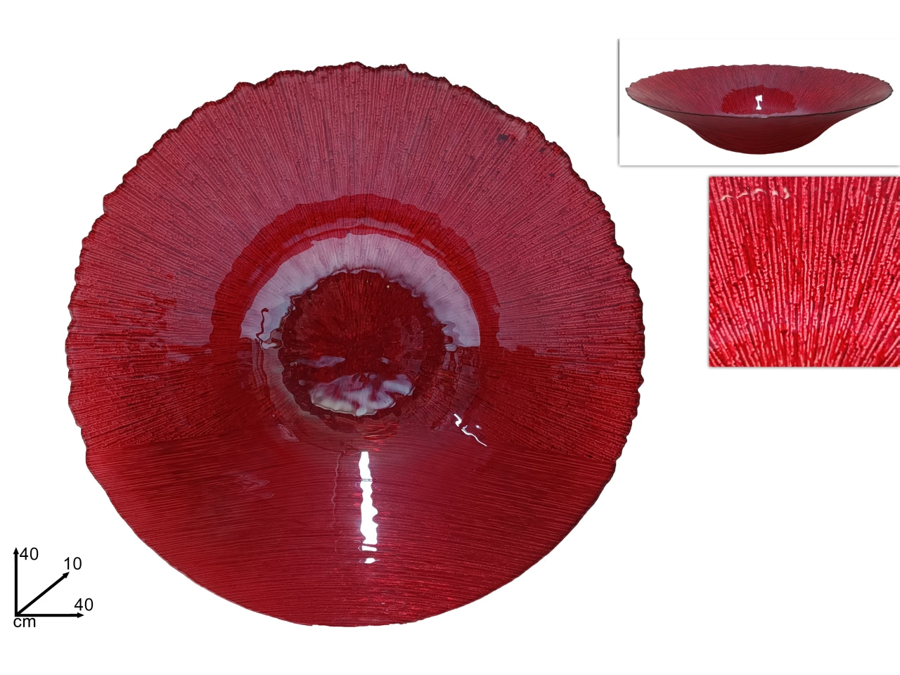Centrotavola in vetro 40cm rosso
