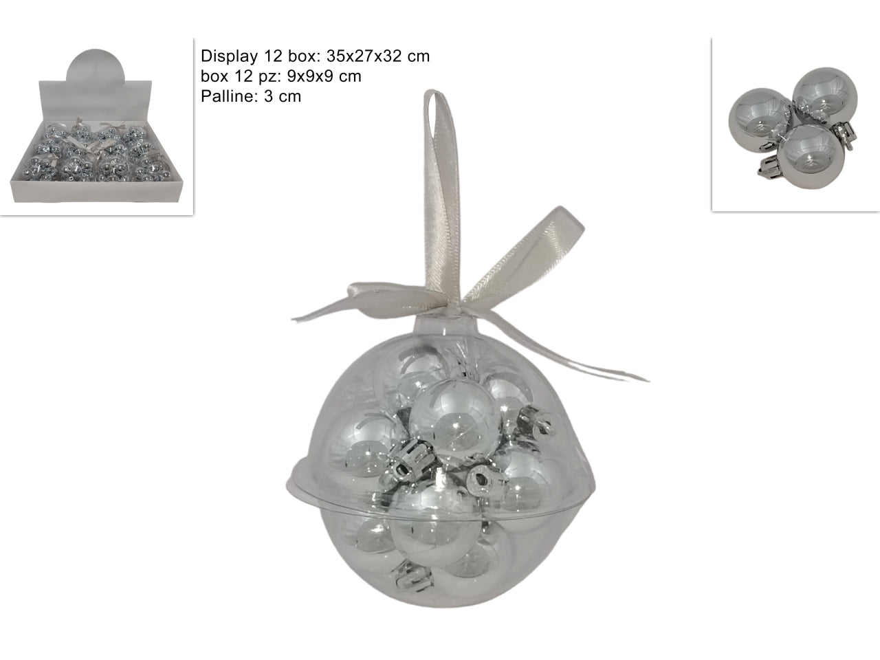 Palla lucida 3cm argento il set contiene 12 palle