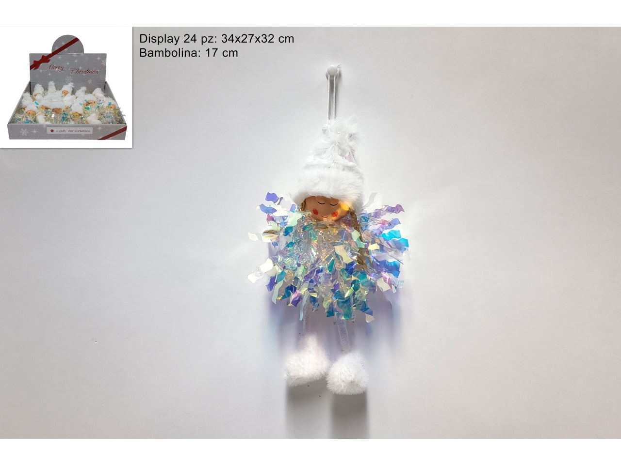Pendente bambolina 17cm con vestito rainbow