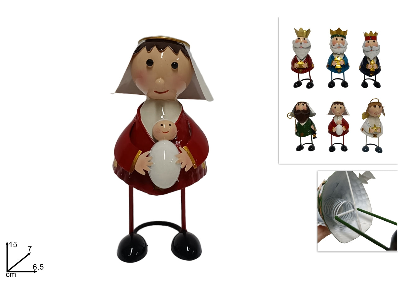 Soggetto nativita' 15cm in latta con molla