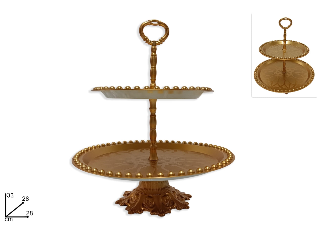 Alzatina in plastica con 2 piani 22/28cm oro