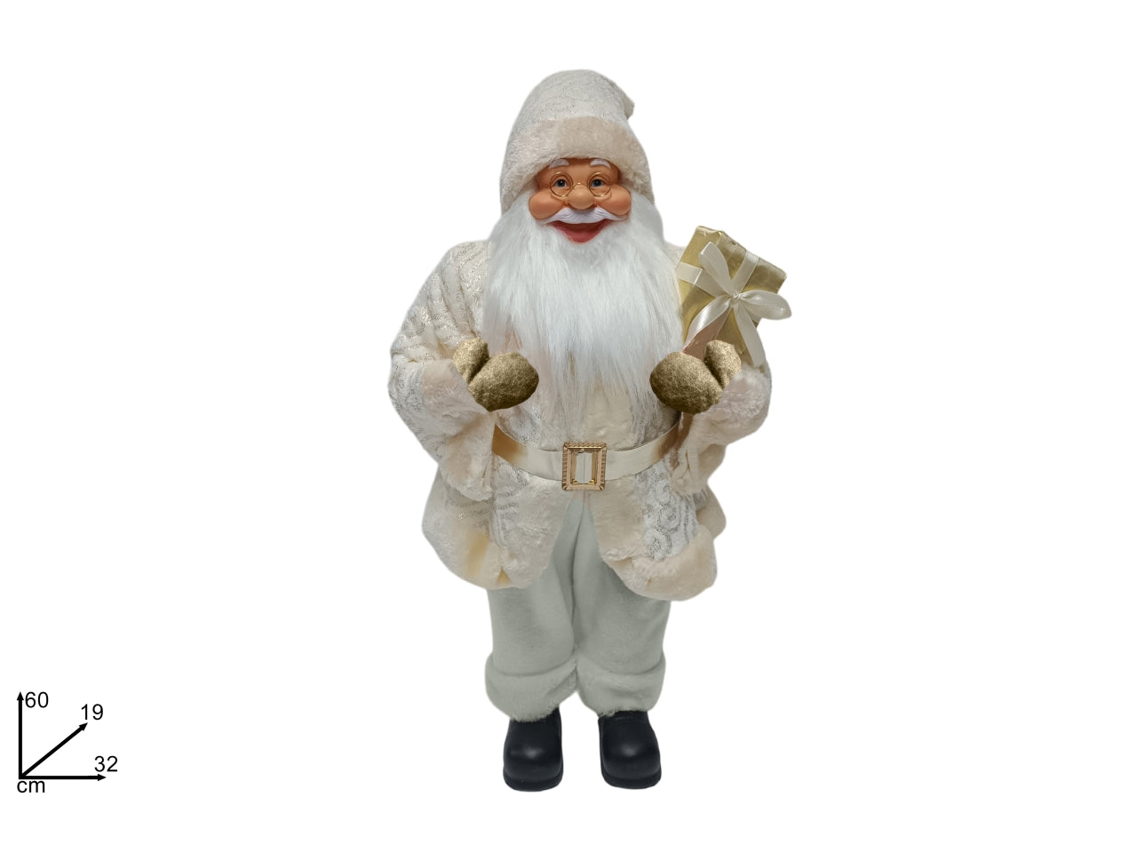 Babbo natale 60cm con vestito e pelliccia decorazione oro