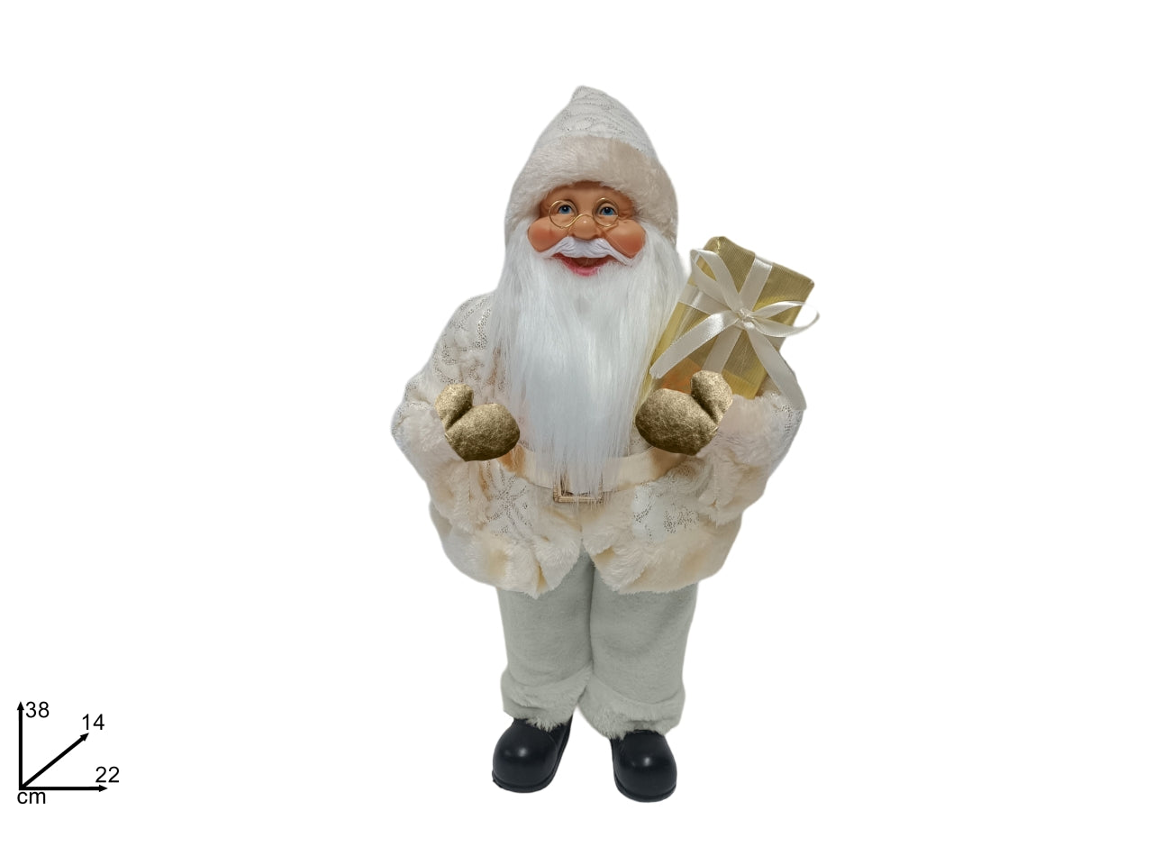 Babbo natale 38cm con vestito e pelliccia decorazione oro