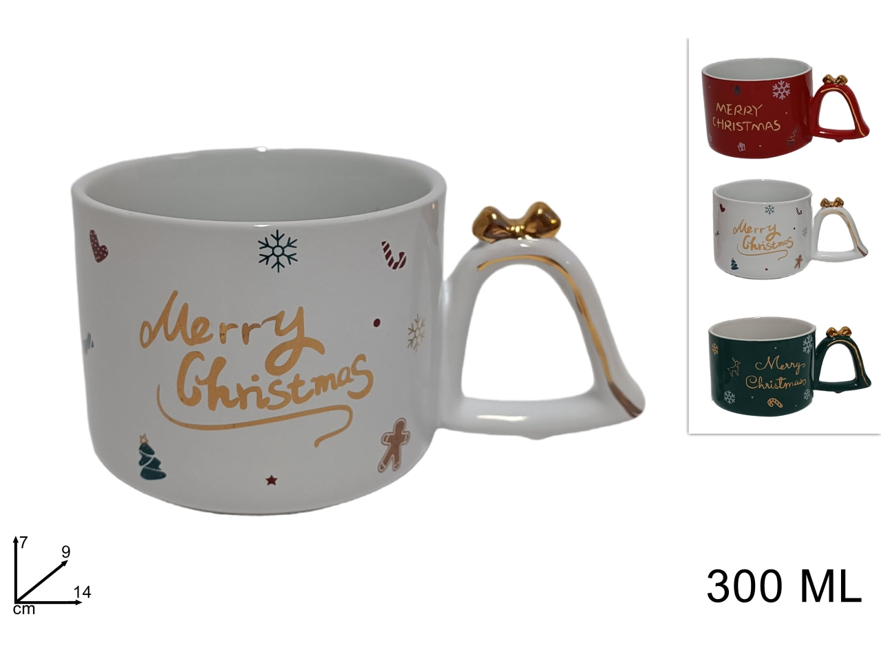 Tazzone natalizio 300ml in 3 colori assortiti