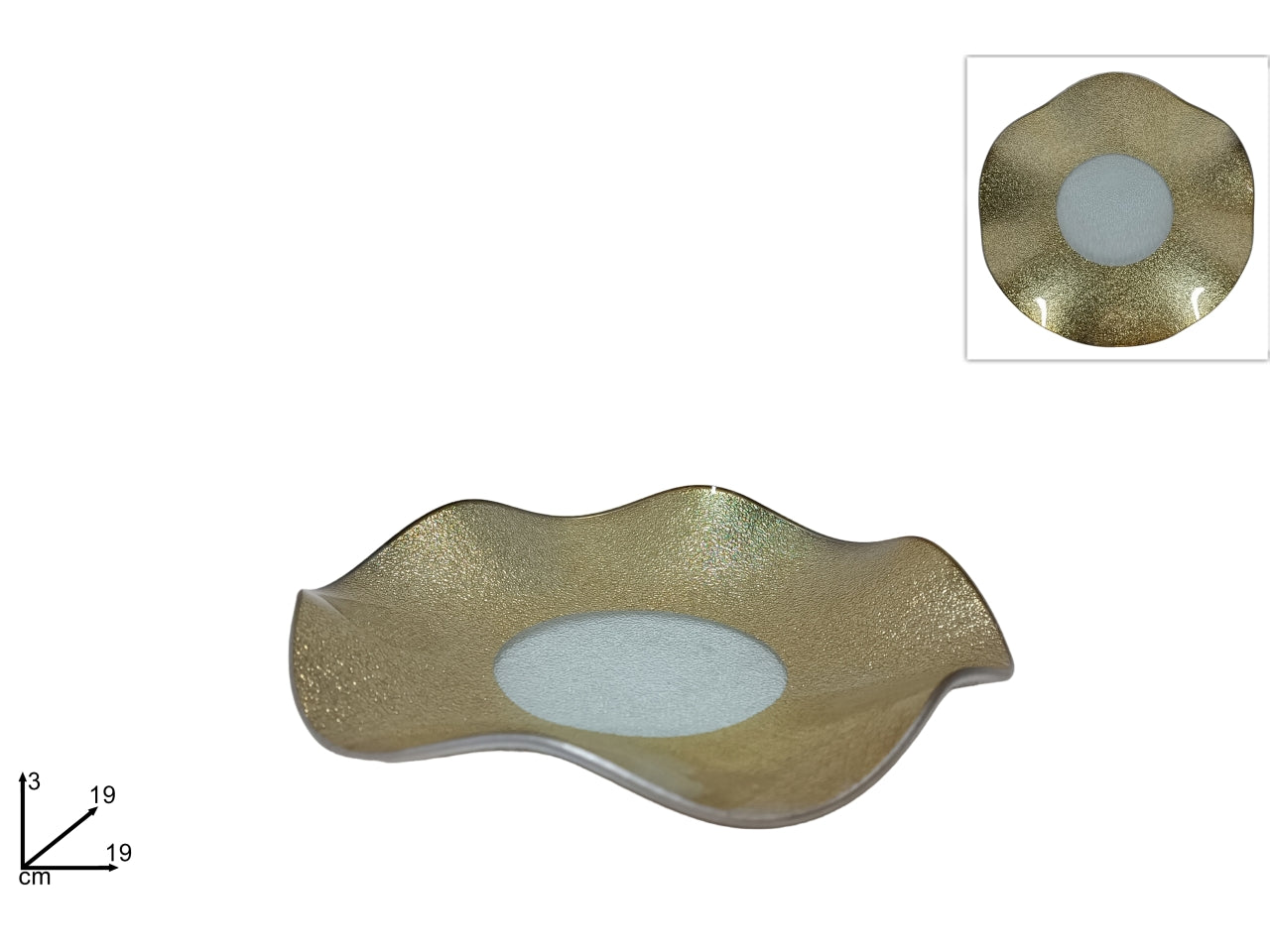 Piatto in vetro ondulato d.19cm oro