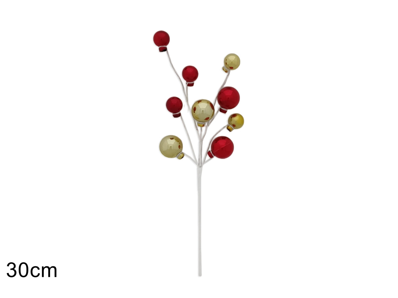 Stelo 30cm con palline rosso/oro