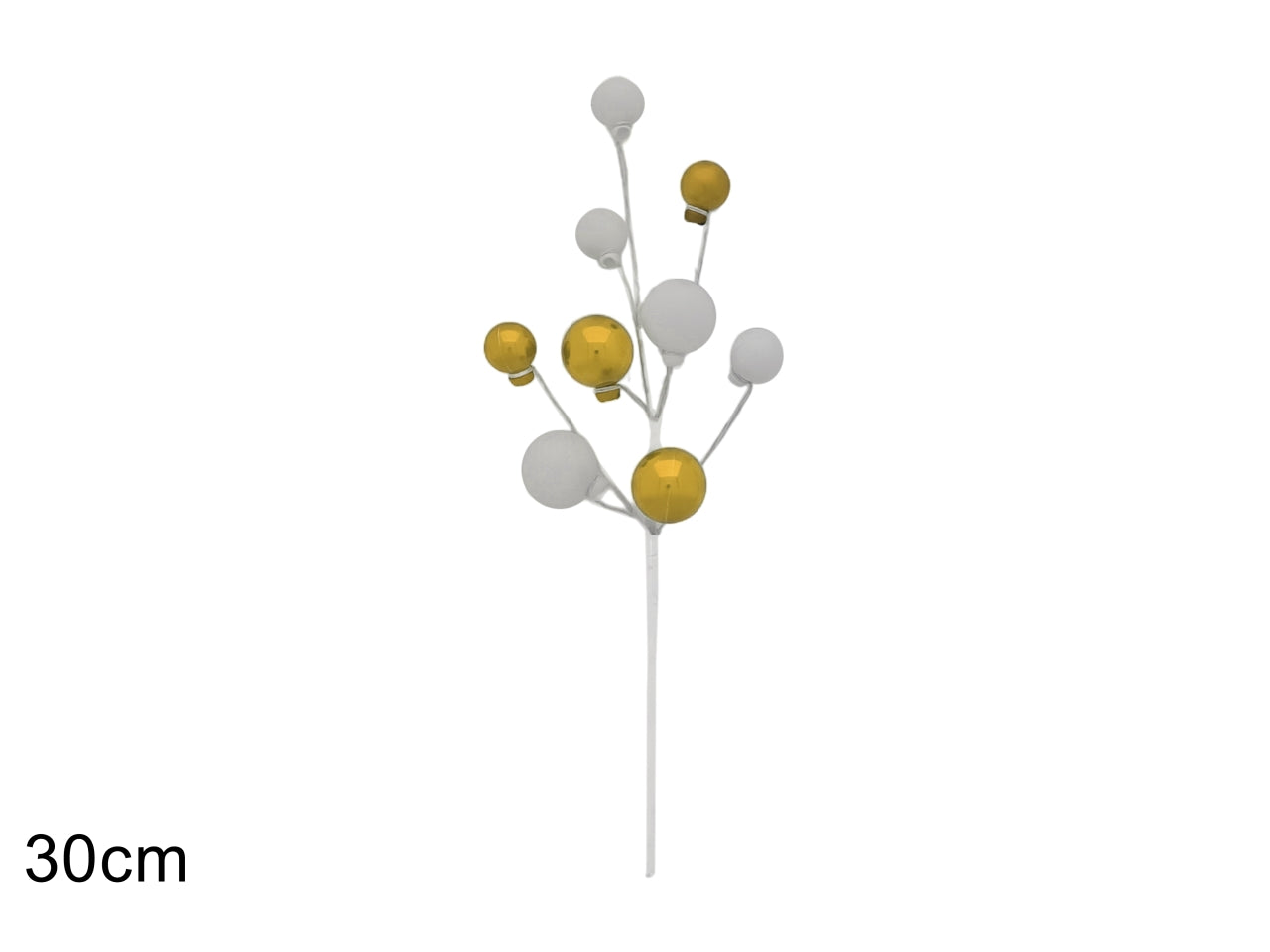 Stelo 30cm con palline oro/bianco