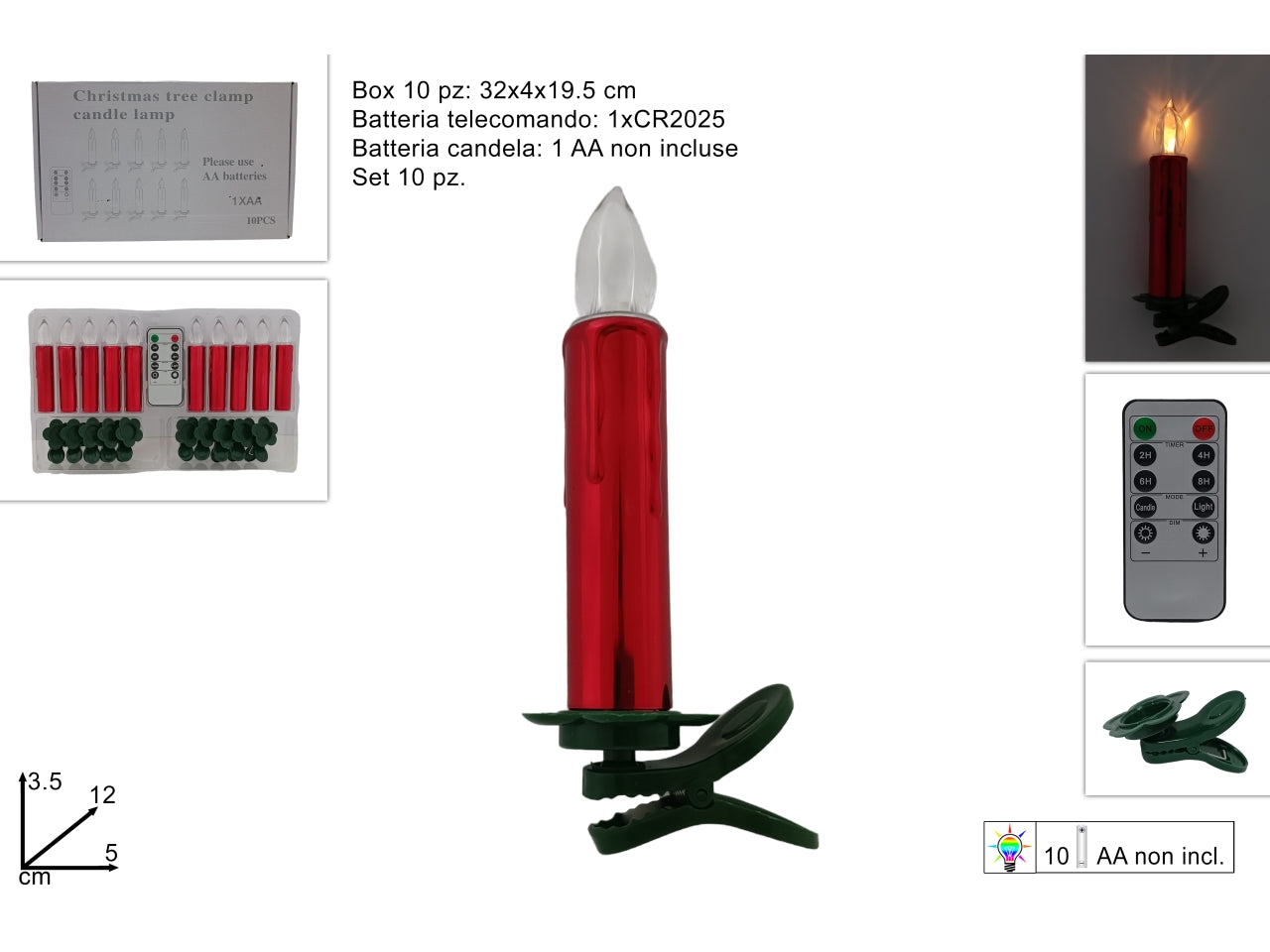 Candele led rosse con telecomando il set contiene 10 candele