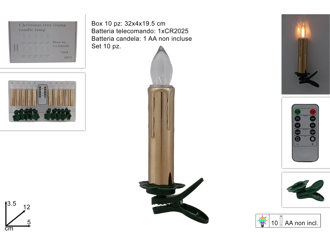 Candele led oro con telecomando il set contiene 10 candele