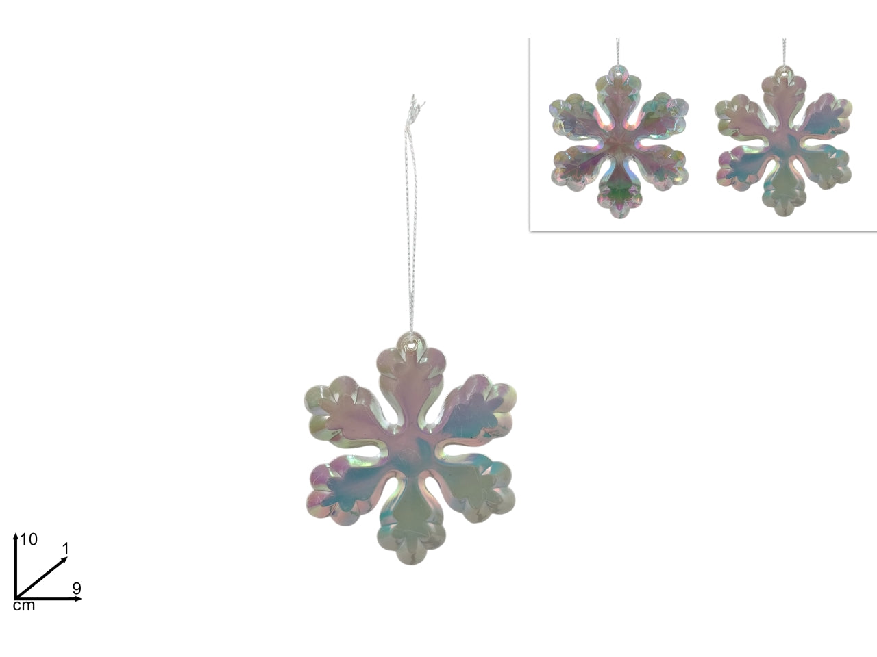 Pendente fiocco di neve 10cm rainbow in 2 assortimenti