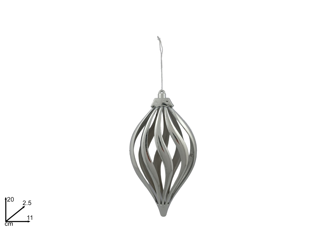 Pendente palla ovale 20cm argento