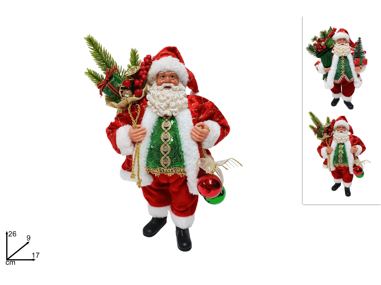 Babbo natale con sacco 26cm in 2 assortimenti