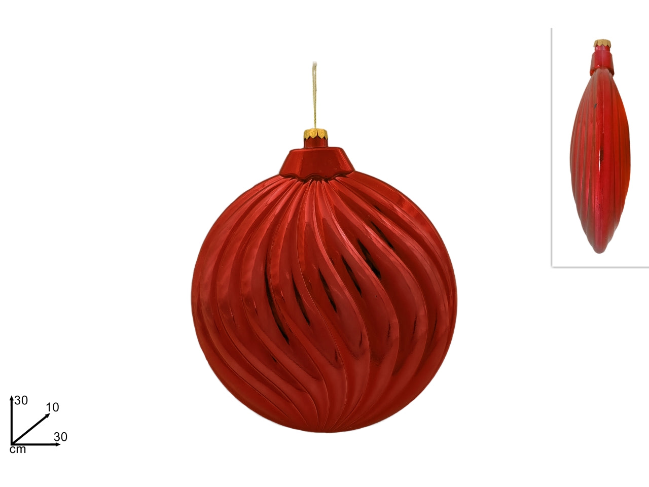 Pendente palla piatta 30cm rossa