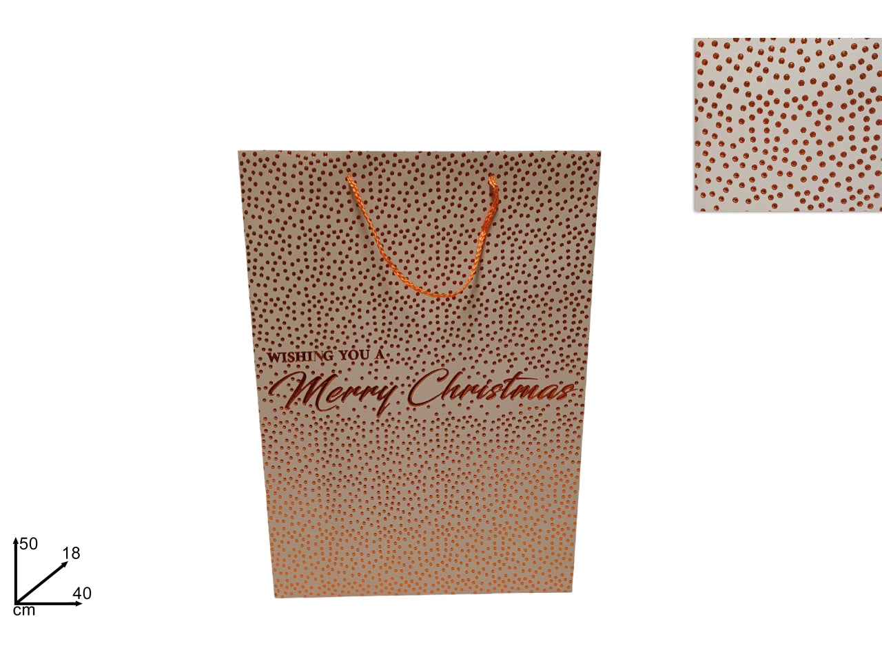 Busta regalo natalizia beige con borchie copper 50x40x18cm