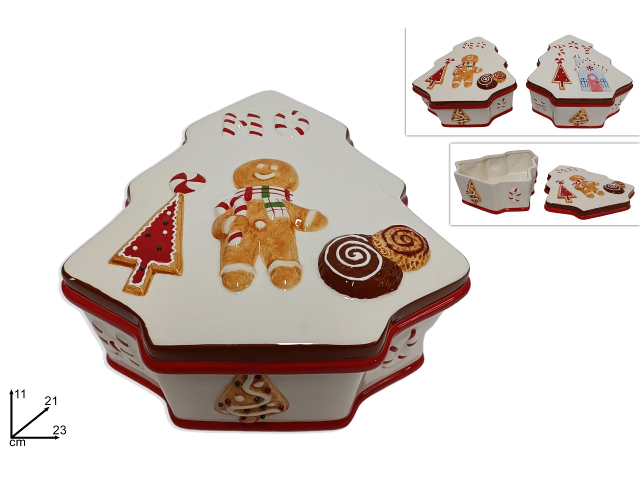 Barattolo albero in ceramica 23cm decoro biscotto in 2 assortimenti