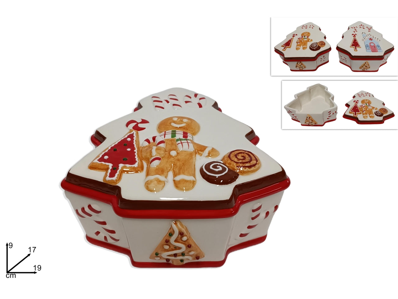 Barattolo albero in ceramica 19cm decoro biscotto in 2 assortimenti