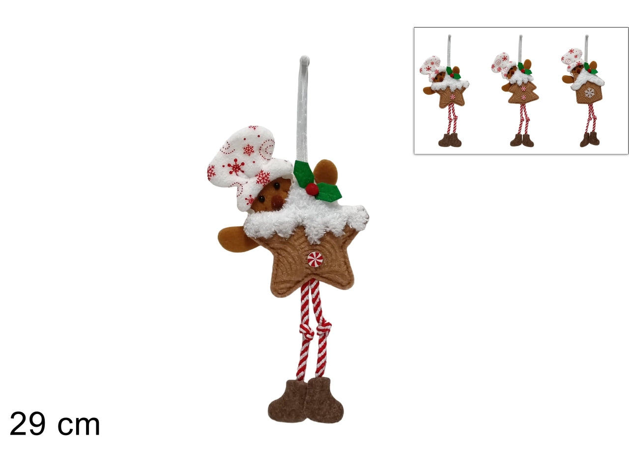 Pendente natalizio omino con decoro biscotto in 3 assortimenti