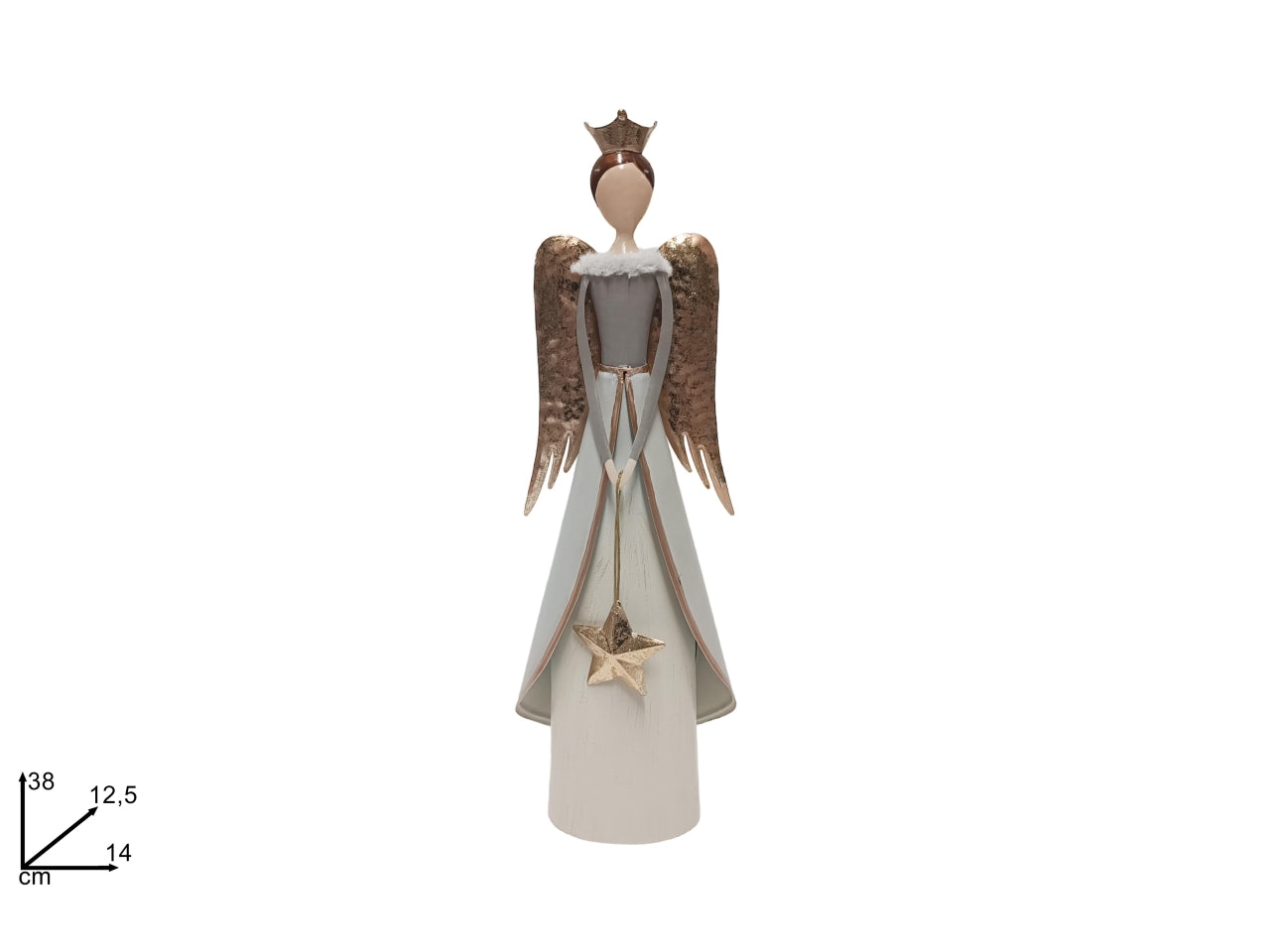 Angelo 38cm in latta con decori oro