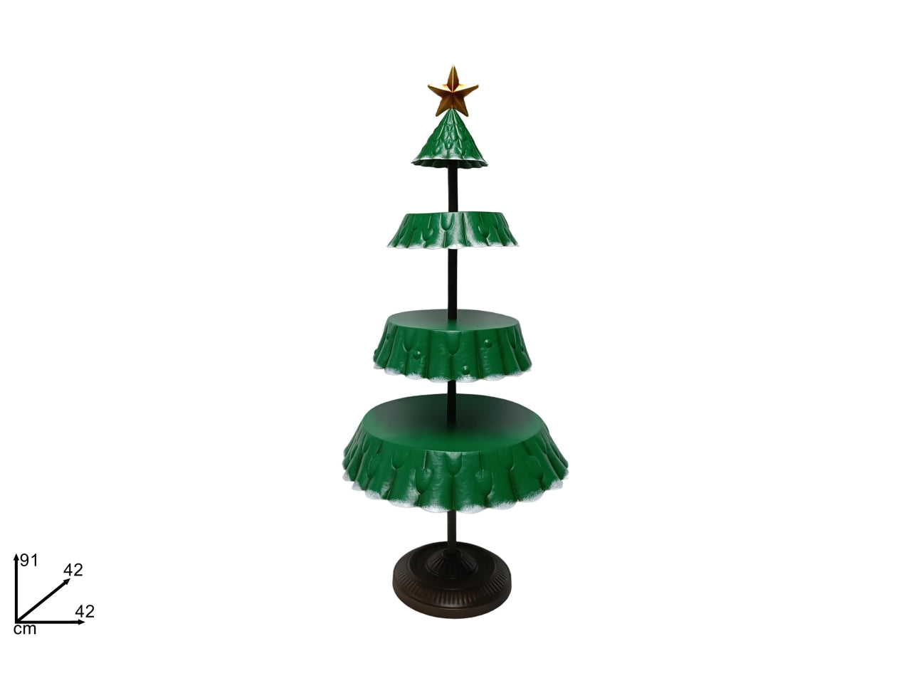 Albero 3 piani porta oggetti in latta verde 42x91cm