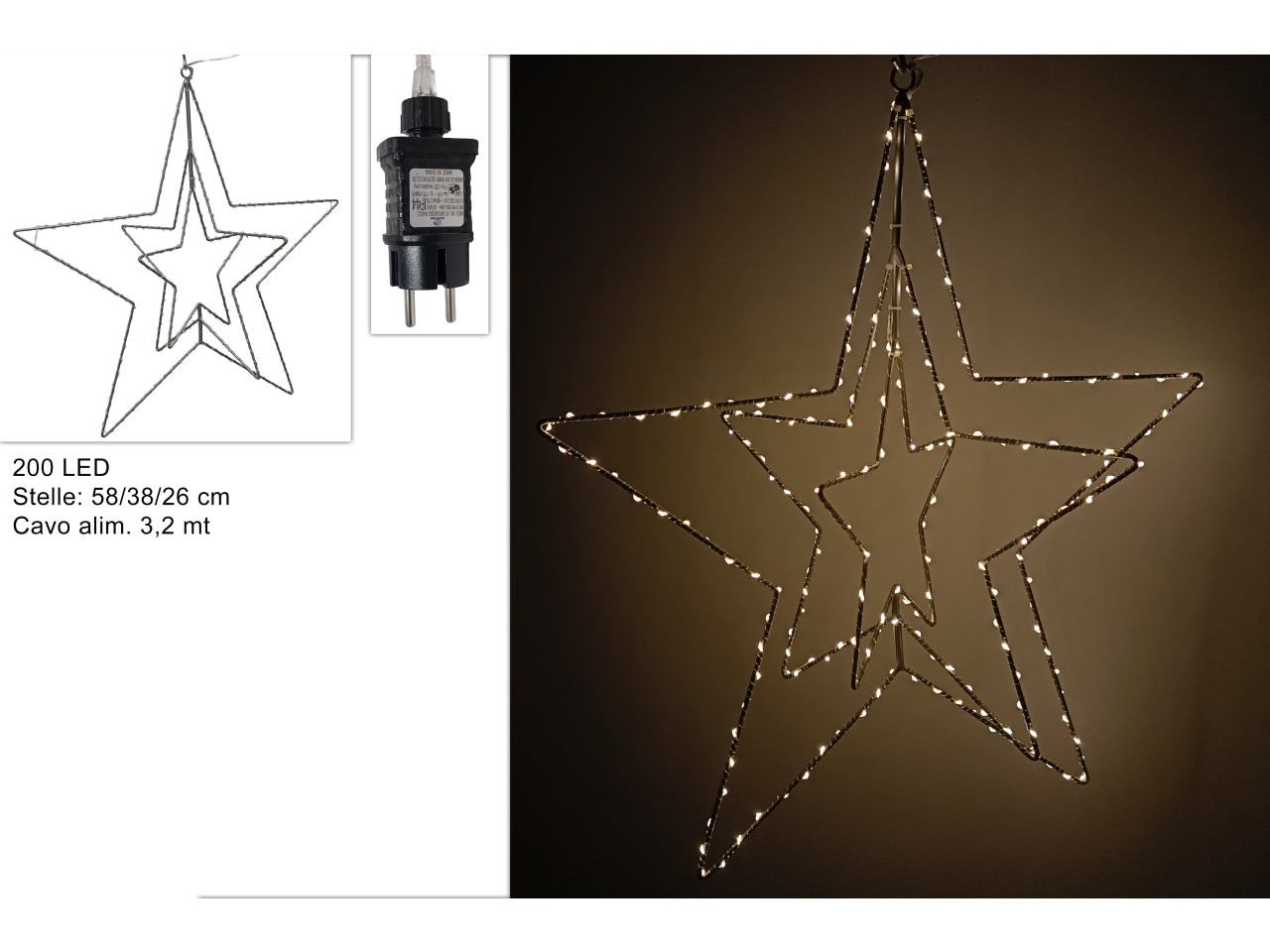 Stelle metallo luminose 200led