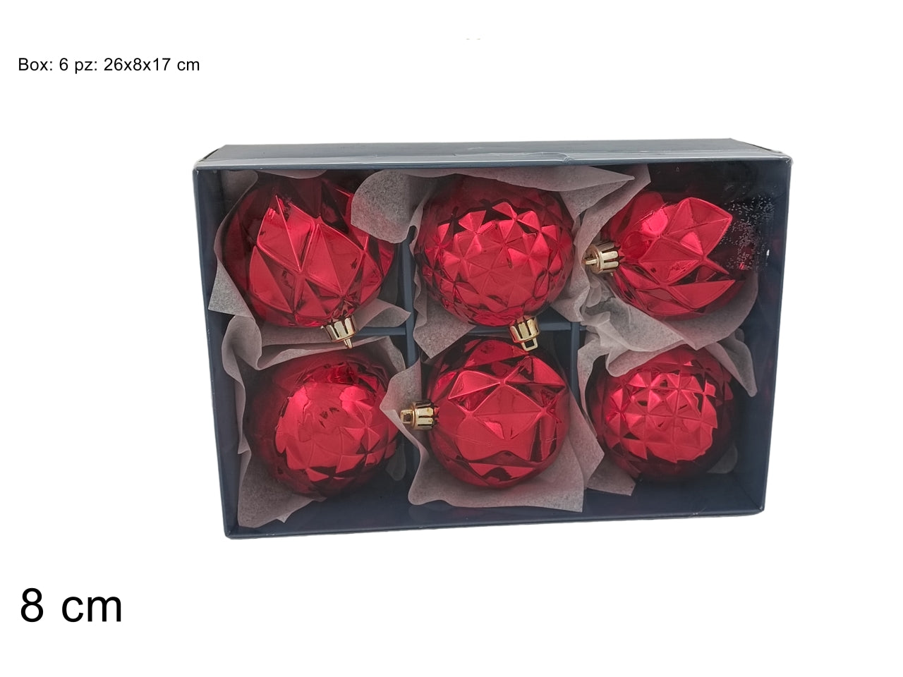 Palle 8cm rosse - confezione da 6 palle