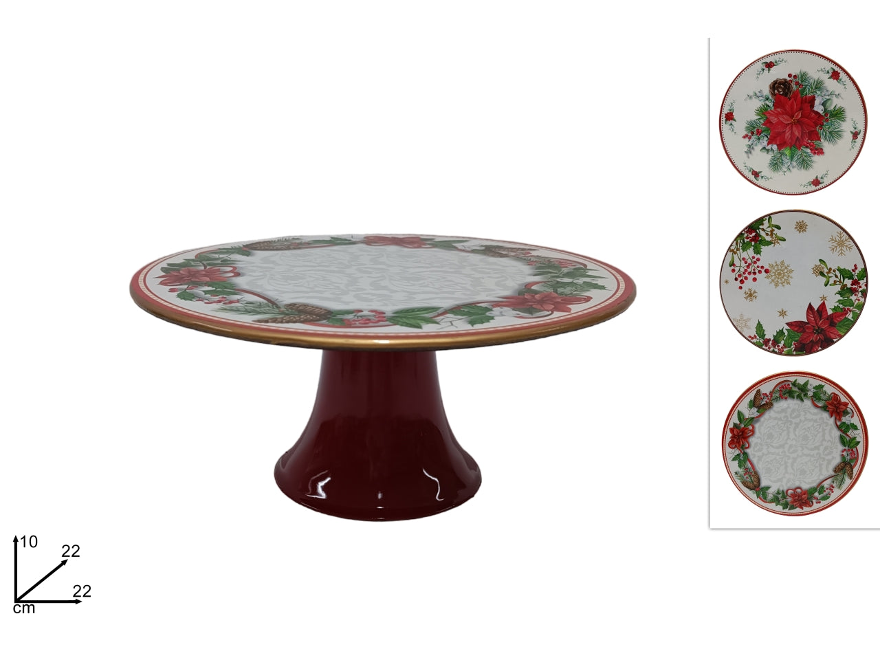 Alzatina in plastica d.22cm decoro stella di natale in 3 assortimenti