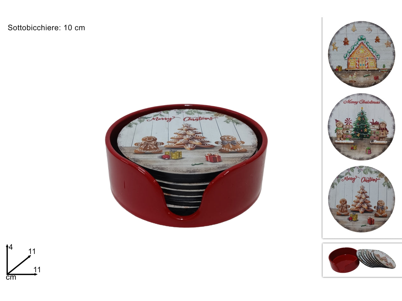 Sottobicchieri natalizi con contenitore decoro biscotto il set comprende 8 sottobicchieri in 3 assortimenti