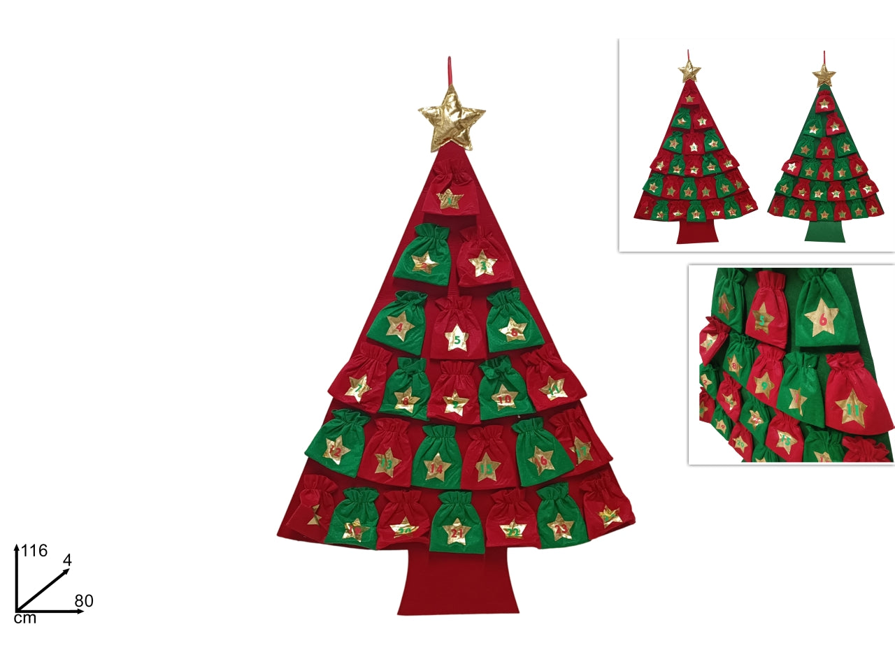 Calendario dell'avvento albero con sacchettini in 2 assortimenti