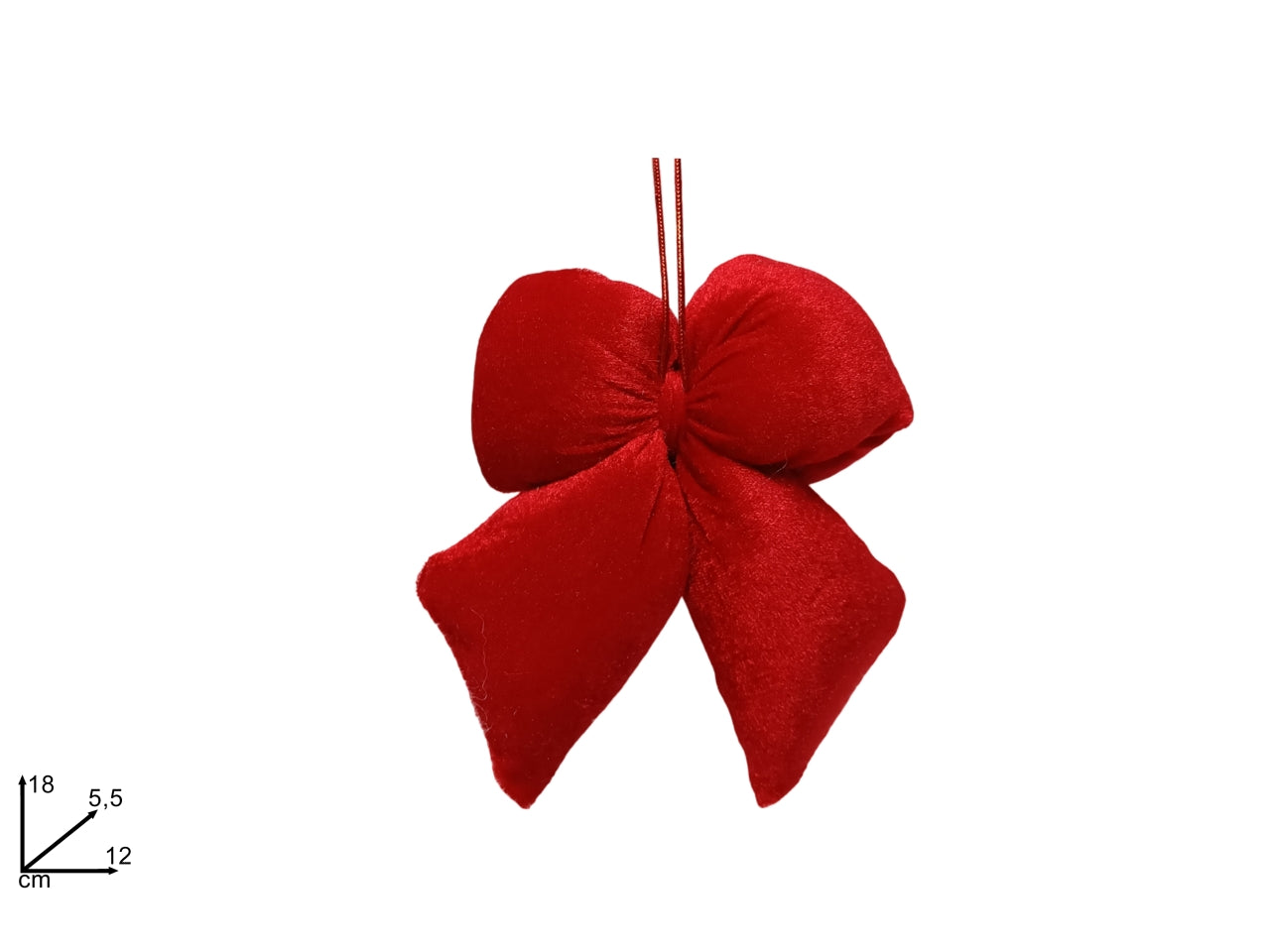 Pendente fiocco velluto 12x18cm rosso