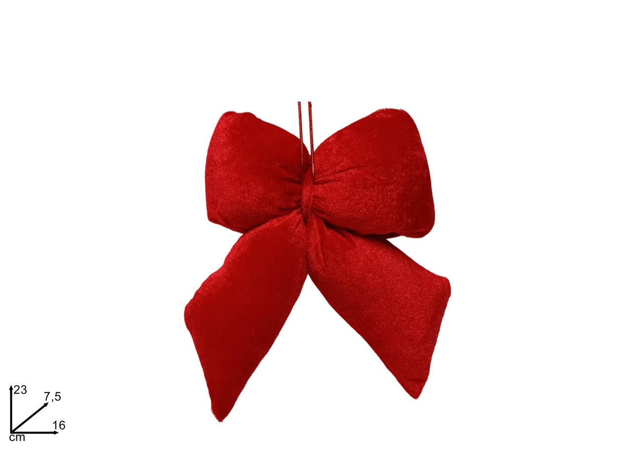 Pendente fiocco velluto 16x23cm rosso